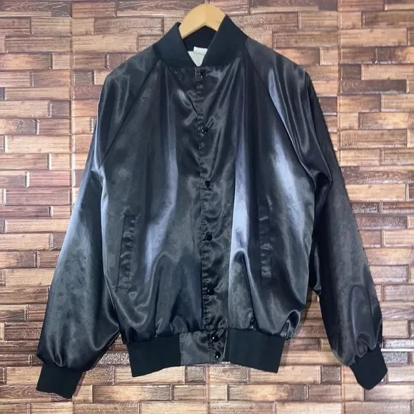 Vintage Auburn Sportswear Satin Bomber Jacket 80s Made In Usa